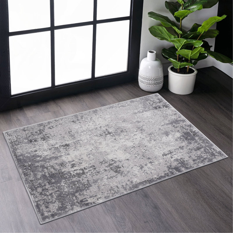  Light Grey/Abstract Non-Shedding Living Room Bedroom Dining Home Office Stylish And Stain Resistant Area Rug