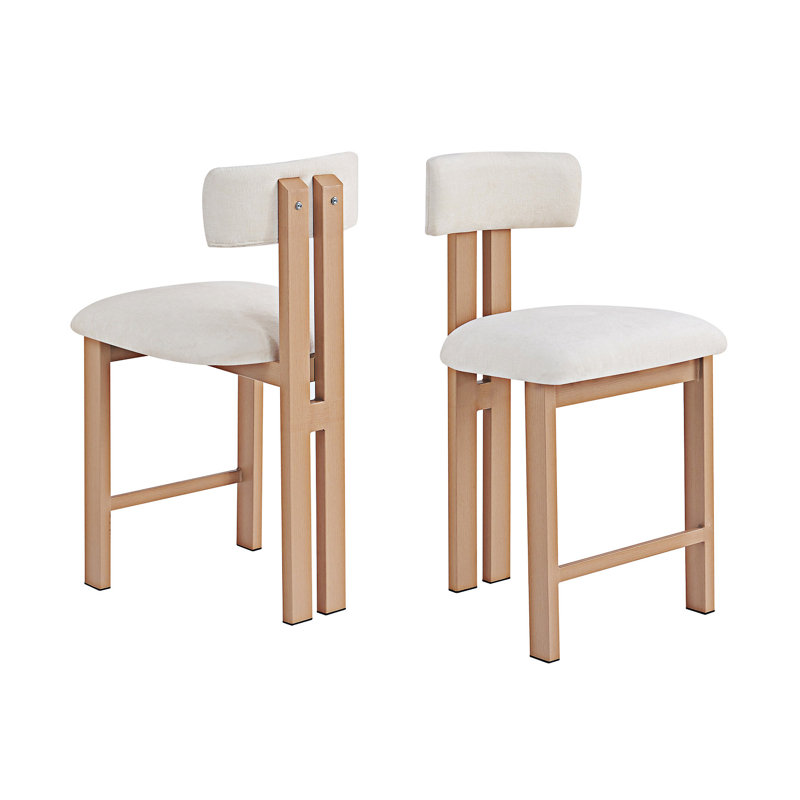 Chaise d'appoint rembourrée (ensemble de 2), Beige, Naturel