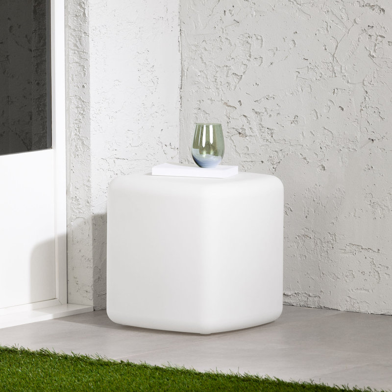 Table d'appoint d'extérieur en plastique Dalya, Blanc