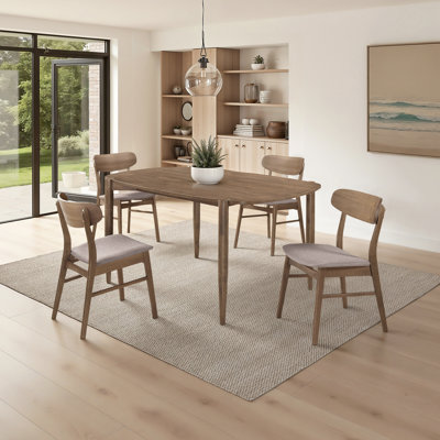 Walnut 5-Piece Oval Solid Wood Dining Set
