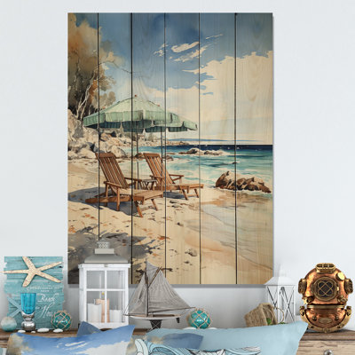 «Beach Chairs Scenery I» sur bois