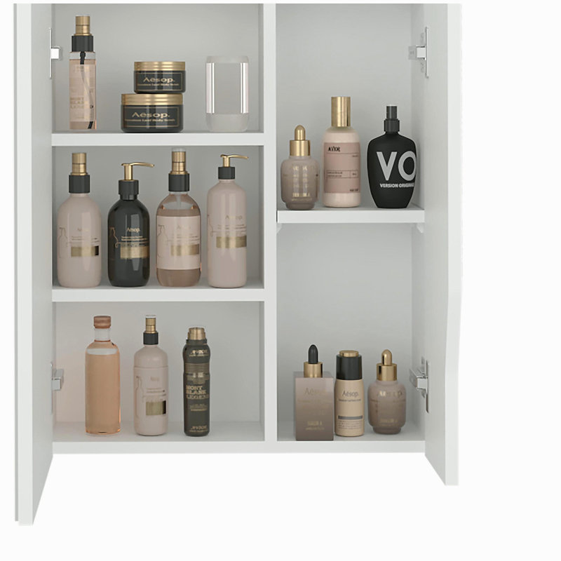 Armoire de salle de bain murale blanche avec miroir