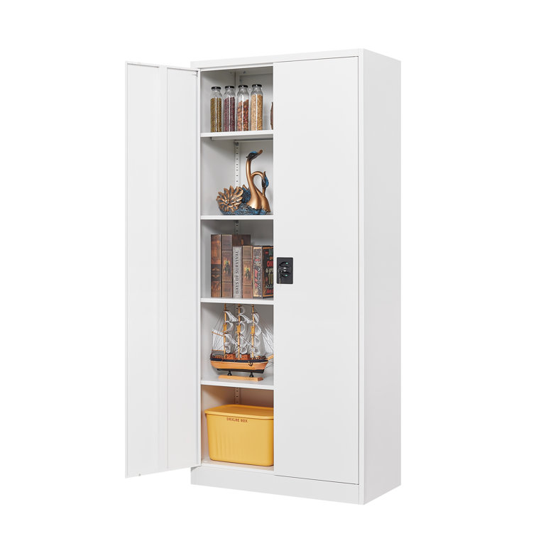 Huntyr 2-Layer Vertical Stackable Cold Rolled Steel Storage Cabinet with Lock Inbox Zero Color: White