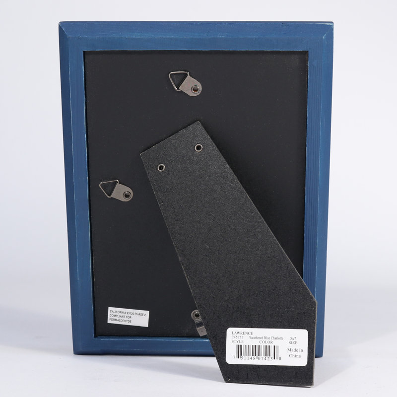 Cadre photo en bois Montevallo, 5 po x 7 po, Bleu marine patiné