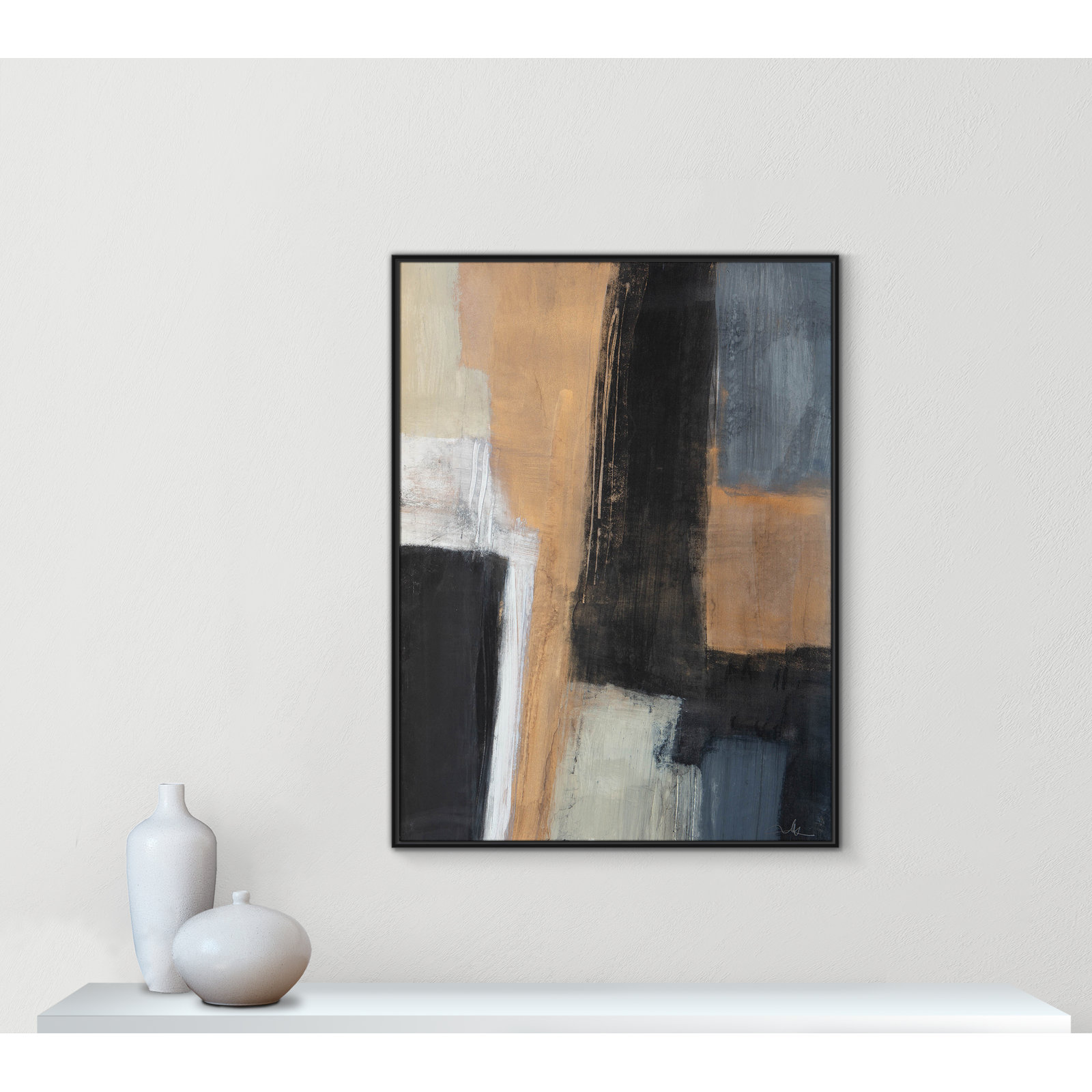 Calderon "Metallic Slate I" Print, 49.5" H x 37.5" W x 2" D, Black