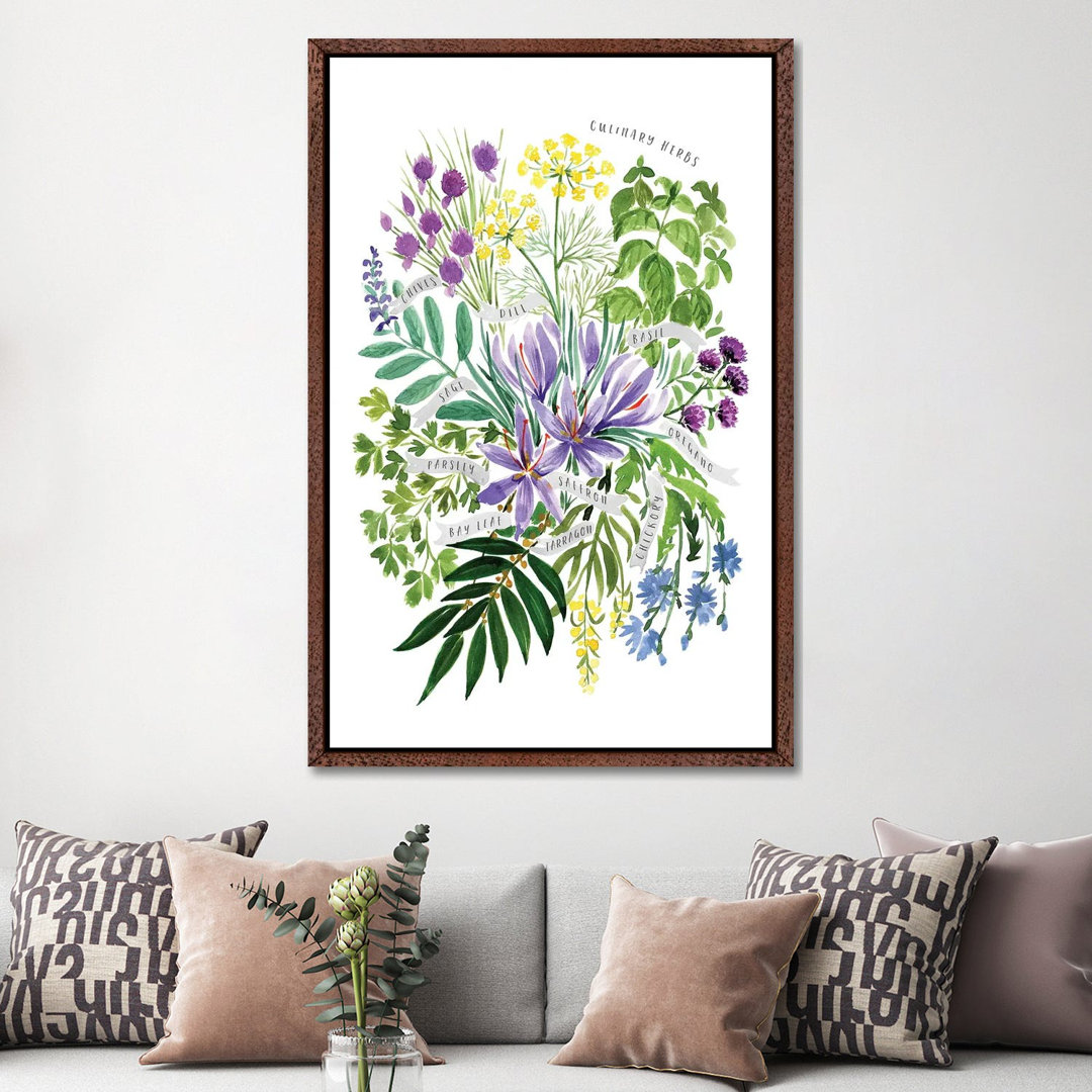 Culinary Herbs Bouquet In Watercolor by Blursbyai - Gallery-Wrapped Canvas Giclée on Canvas