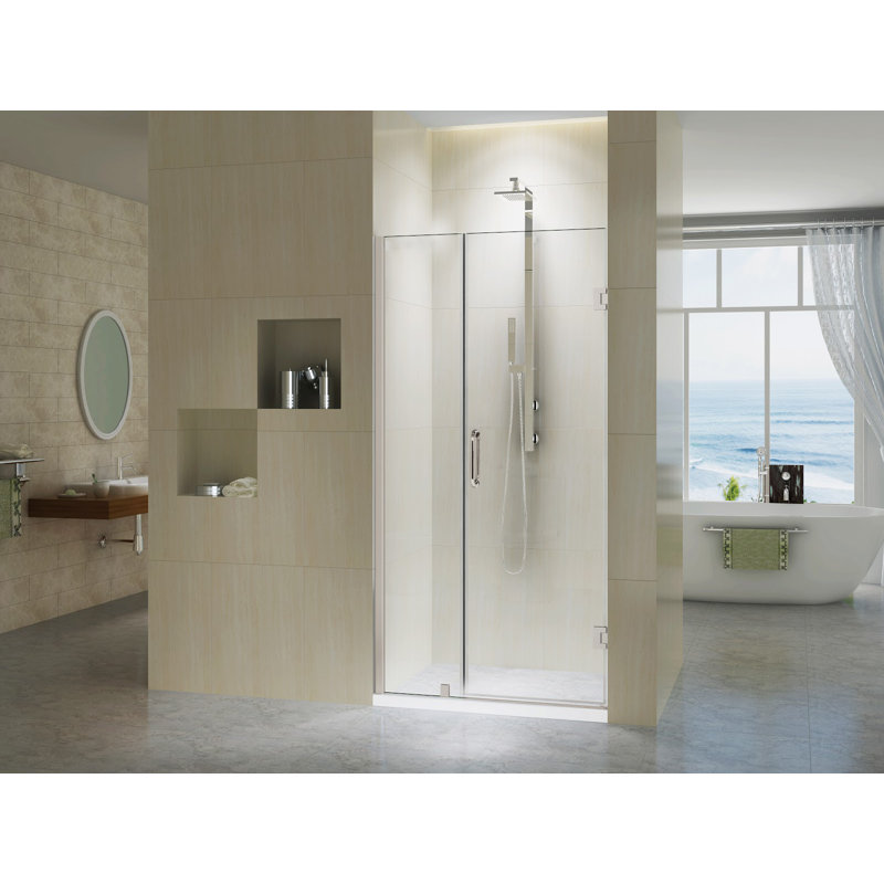 Porte de douche pliante sans cadre l 48 po x H 72 po, Nickel brossé