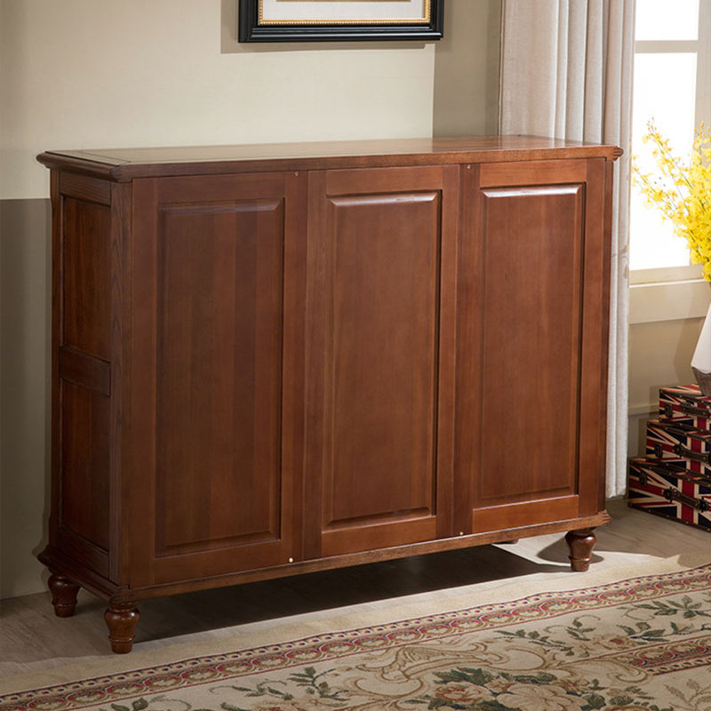 Banc de rangement pour chaussures en bois massif brun foncé