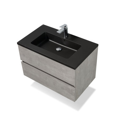 Lecio 30'' Fully Assembled Wall Mounted Single Bathroom Vanity with Quartz Vanity Top