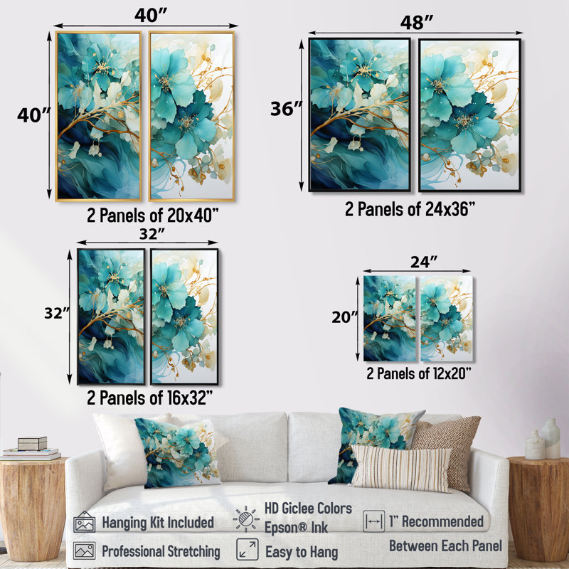 Holifield - Art mural moderne sur toile orange 2 pièces, 40" H x 40" W, Brown, Impression encadrée flottante