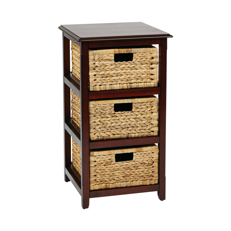 Commode de rangement à 3 tiroirs 16,5 po Ottilie, Espresso et naturel