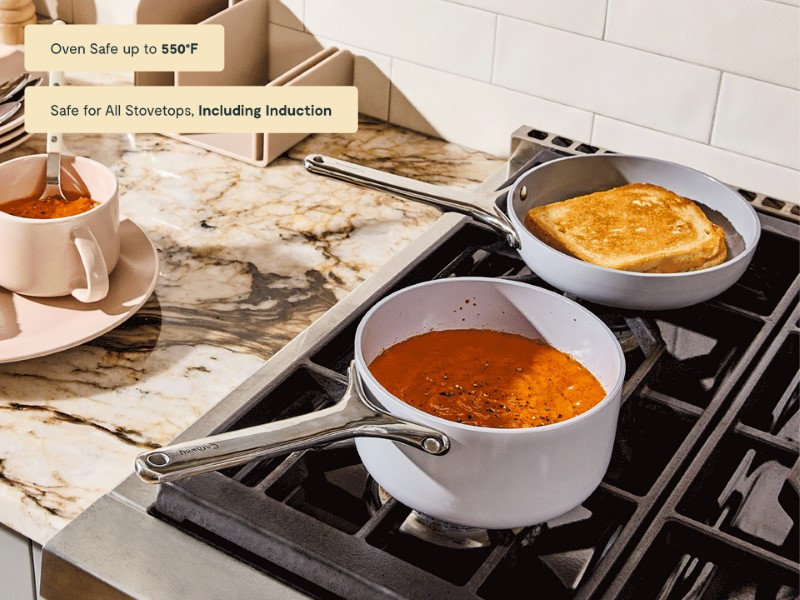 Caraway Ceramic Non-Stick Mini Duo Cookware Set, Gray