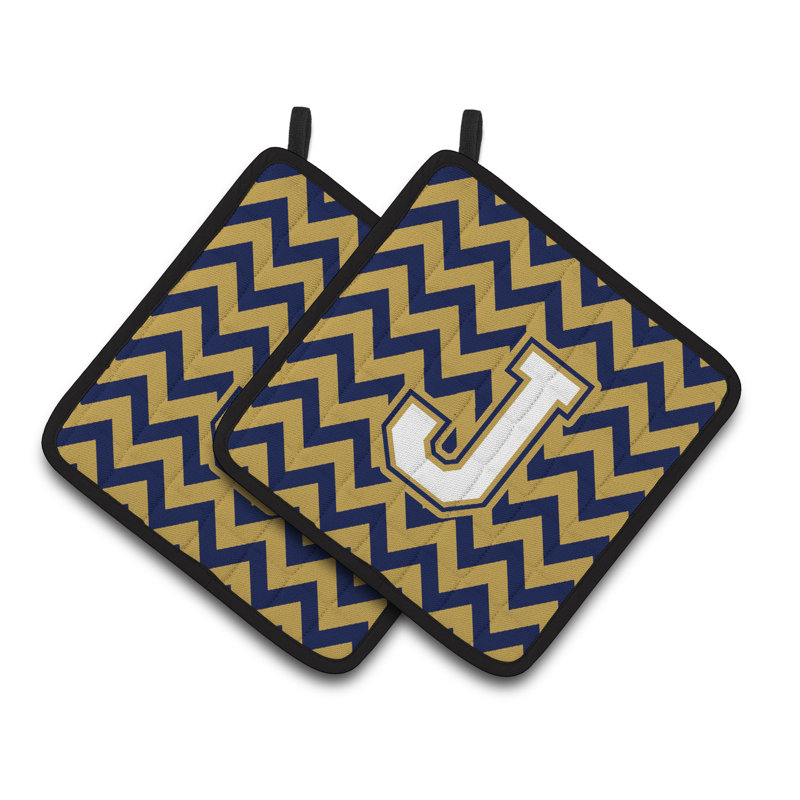 Poignée à chevrons, J, Bleu marine/doré