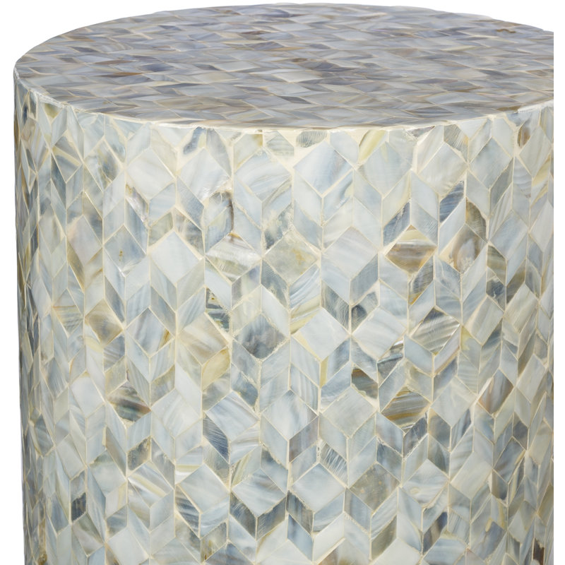 Ilhana Global End Table, White/Gray/Gold