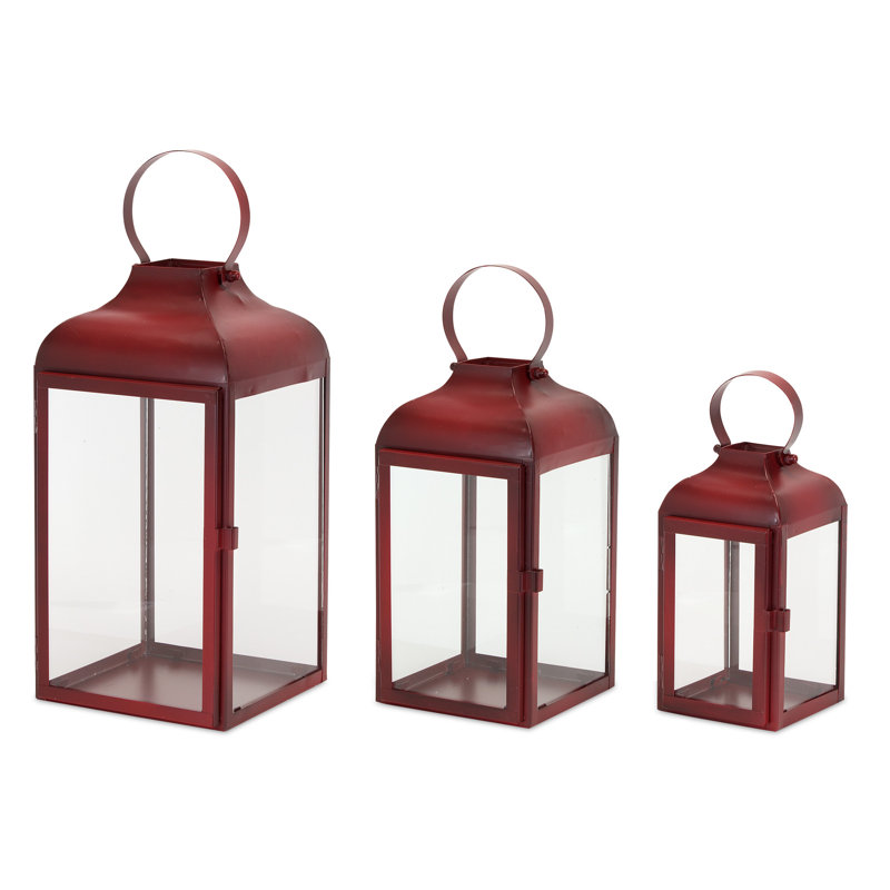Ensemble de deux porte-bougie de plancher sans flamme, Rouge