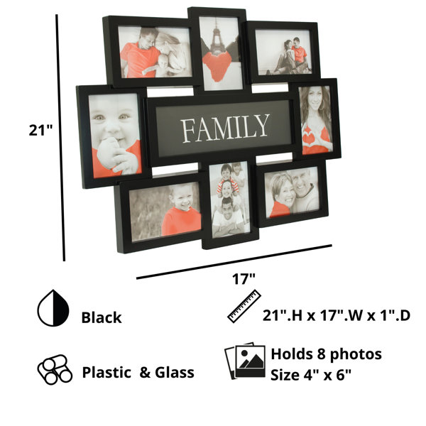 Crystal Art Gallery Family Black Wall Hanging Decorative Collage Picture  Frame - 17.5 x 22