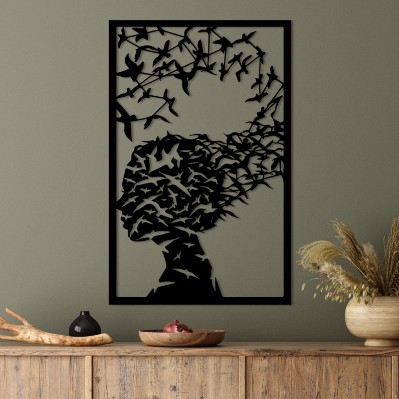 Élégant accessoire mural décoratif en métal, noir, 17,7 po x 27,6 po | Fabrication 100% métal, épaisseur: 0,06 po | Conception murale facile | Parfait pour la décoration intérieure et les intérieurs modernes, durable et accrocheur