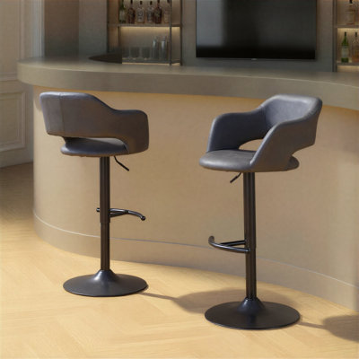 Lake Adjustable Bar Stools with Rounded T Footrest