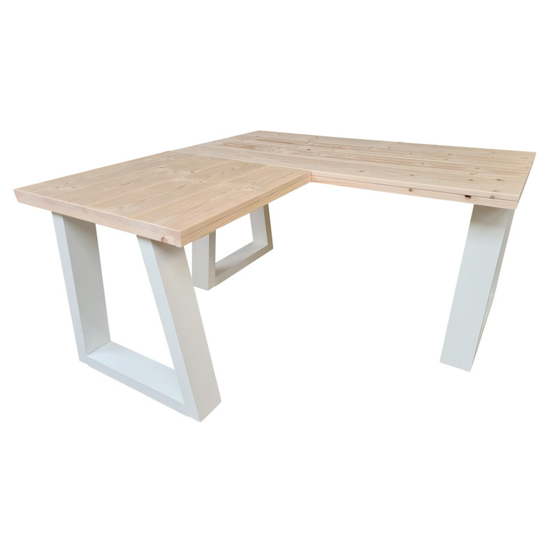 Miraloma L-Shaped Solid Wood Top Writing Desk, 75cm H x 200cm W x 120cm D, Right