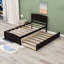 Lit plateforme simple en bois avec lit gigogne-1090468743