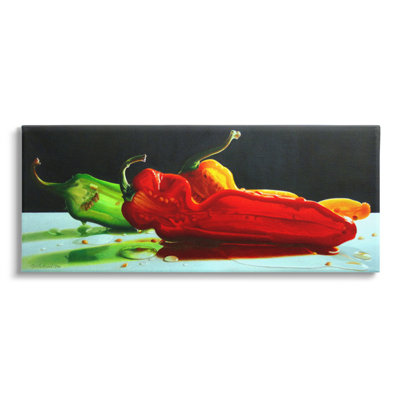 Nourriture pour légumes Bold Modern Peppers Still Life Kitchen - photographie sur, H 20 po x l 48 po x P 1,5 po