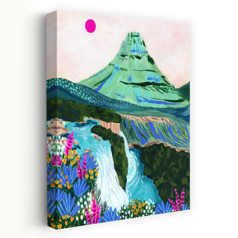«Vibrant Mountain Falls», art floral contemporain abstrait coloré, H 60 po x l 40 po