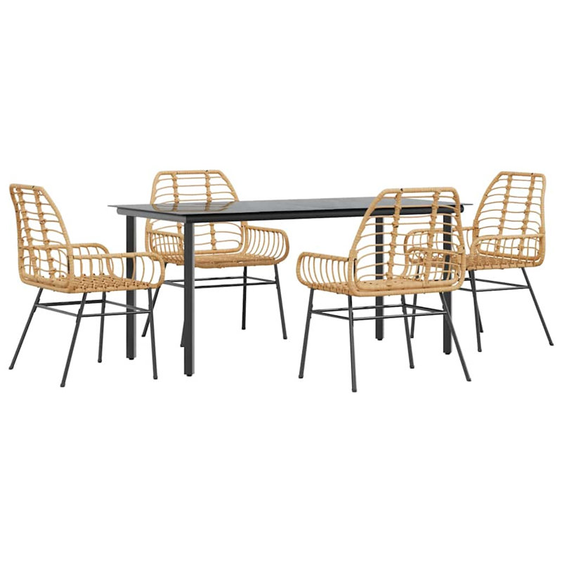 Patio Dining Set with Rectangular Table, 74cm H x 160cm W x 80cm D, 4