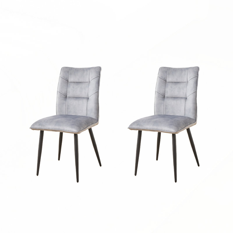 Ensemble 2 pièces de chaises de salle à manger Modern Velvet avec sièges rembourrés et cadres en fer robuste, Gris