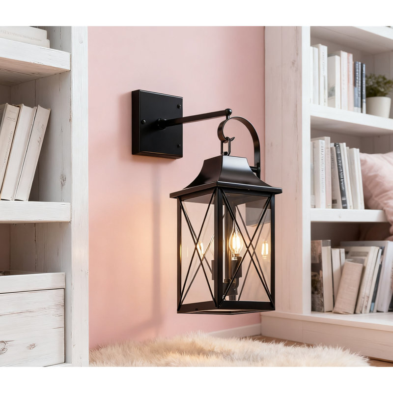 Outdoor Wall Light Sconce For Porch And Patio, Waterproof Exterior Lighting Fixture For Front Door And Garage, Matte Black With Clear Glass, Set Of 2