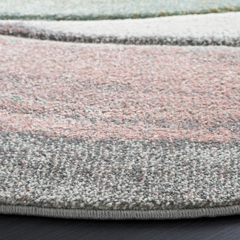 Tapis gris / rose / crème Dugway, Rond 8 pi