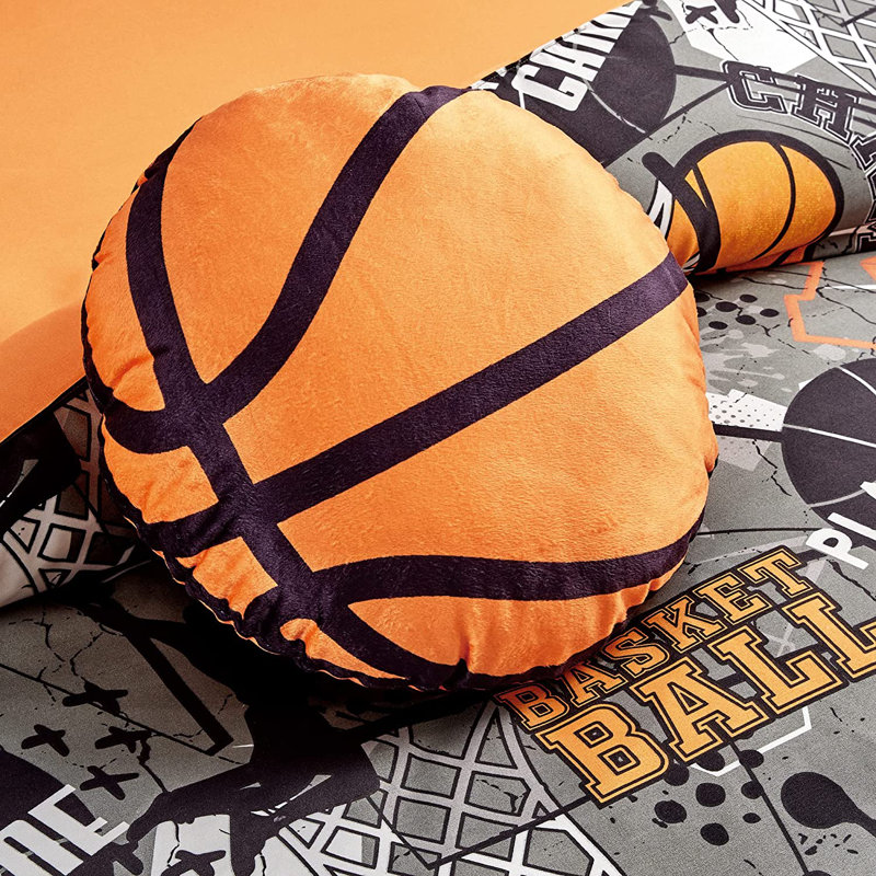 Full/Queen Gray Basketball Slam Dunk Microfiber Comforter Set