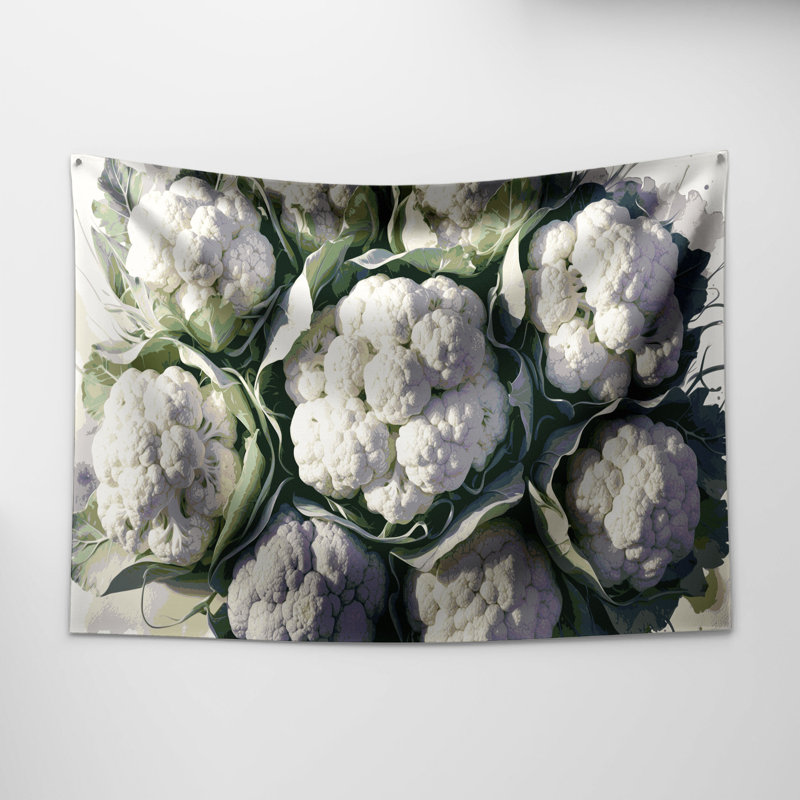 Tapisserie murale légumes chou-fleur, 68 po x 80 po