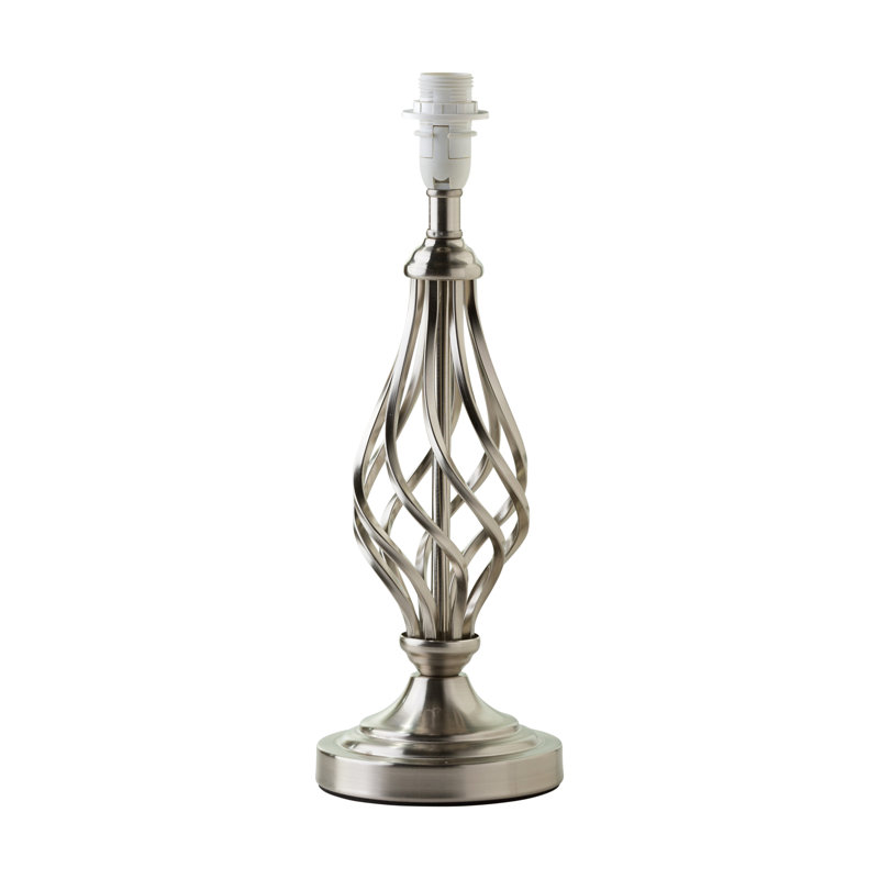 Zoey 31cm Twist Traditional Metal Table Lamp Base, Silver Nickel