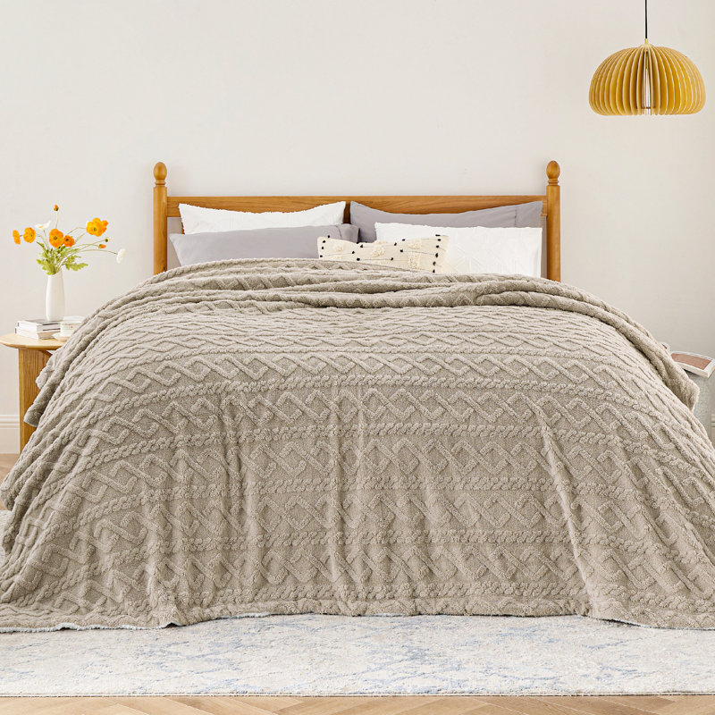 Couvre-lit pour lit Sherpa, Très grand lit, Crème, crème