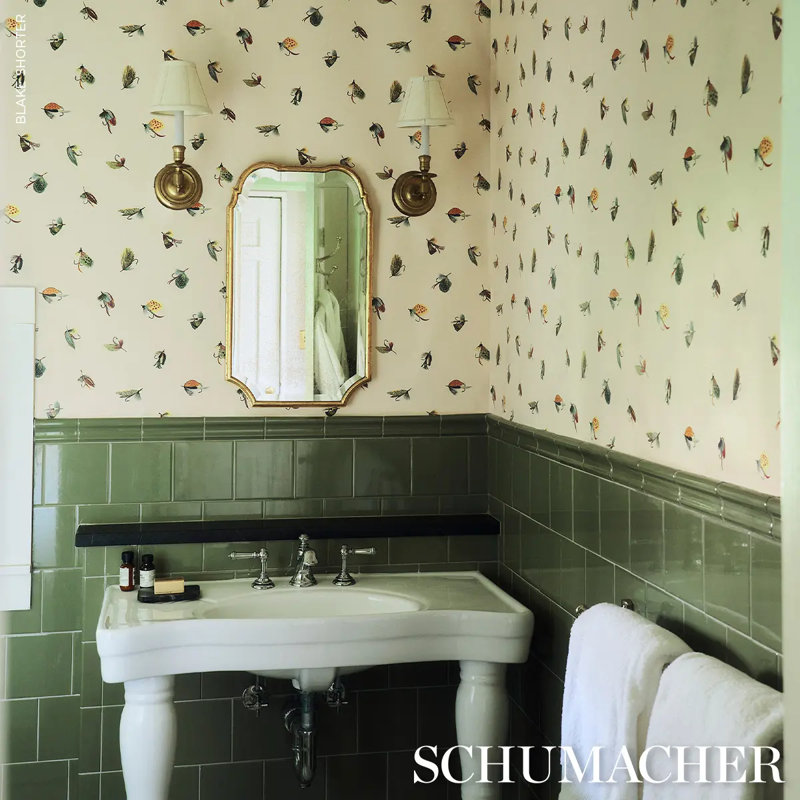 Fly Fishing Wallpaper Roll, Ivory