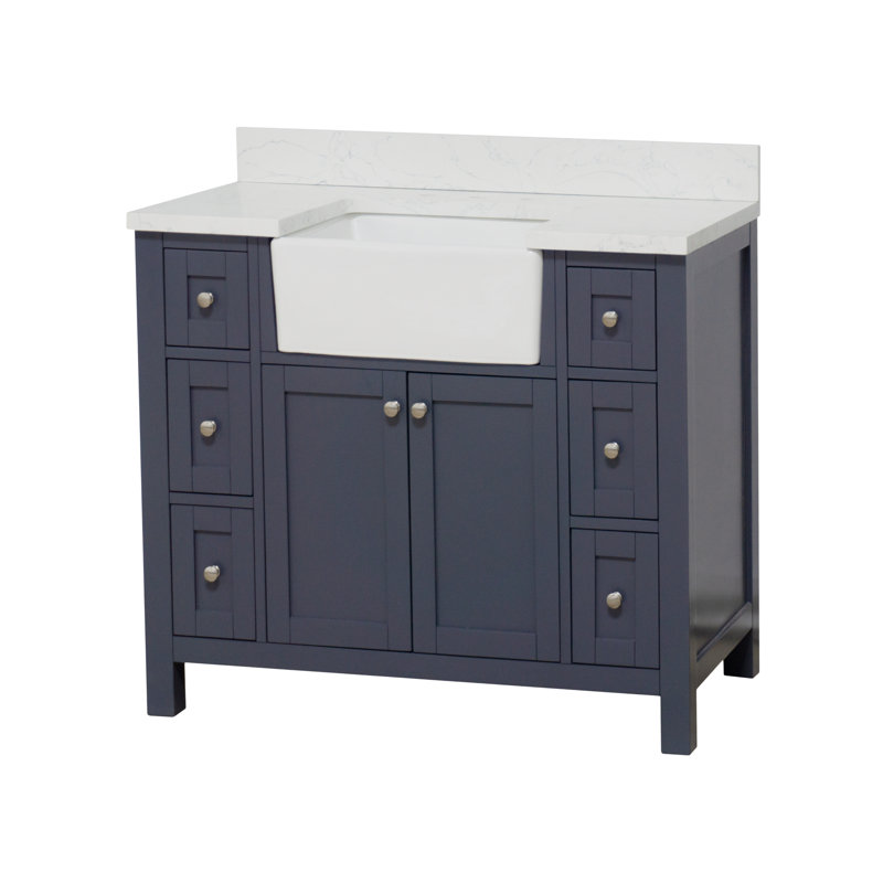 Meuble-lavabo simple l 42 po Yorkshire, Gris marine