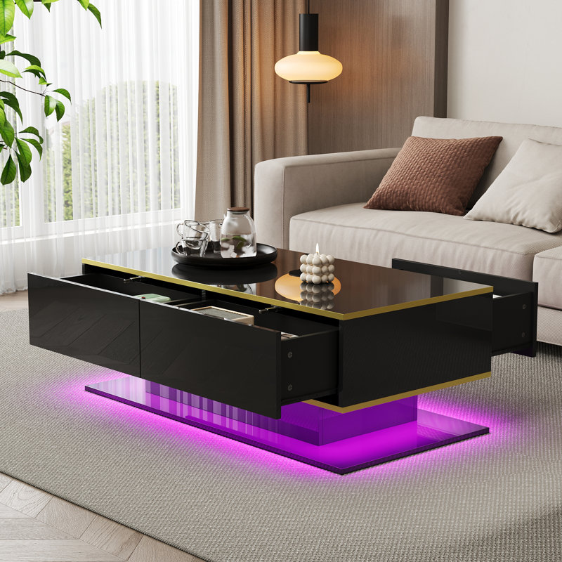 Frame Coffee Table with Storage, Black