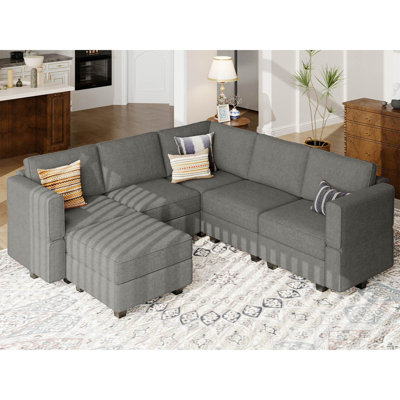 Kimbrel Modular Sectional Sofa U Shaped Couch Set With Storage Seat Convertible Large Couch U Shape Set