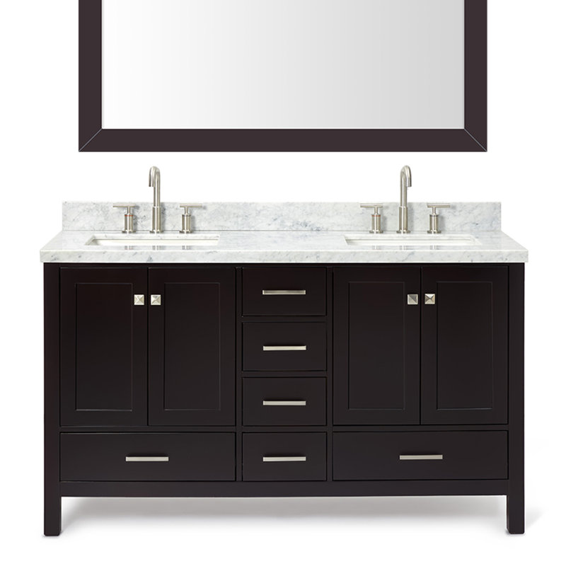 Ensemble de meuble-lavabo double 61 "avec miroir Amariani, Espresso