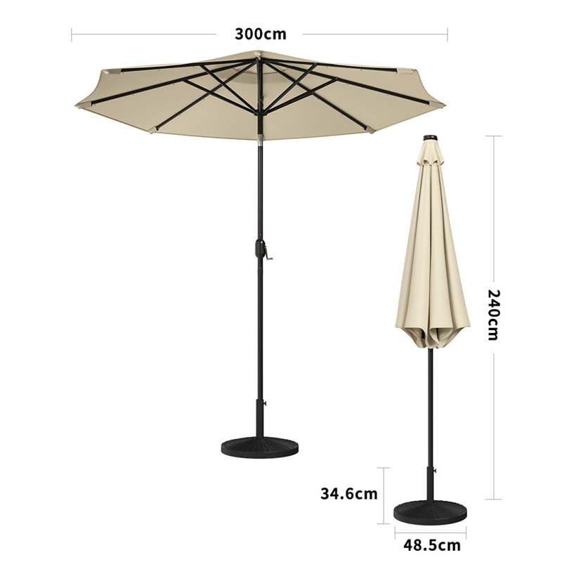 Maust 3m Traditional Parasol with LED Light, Beige