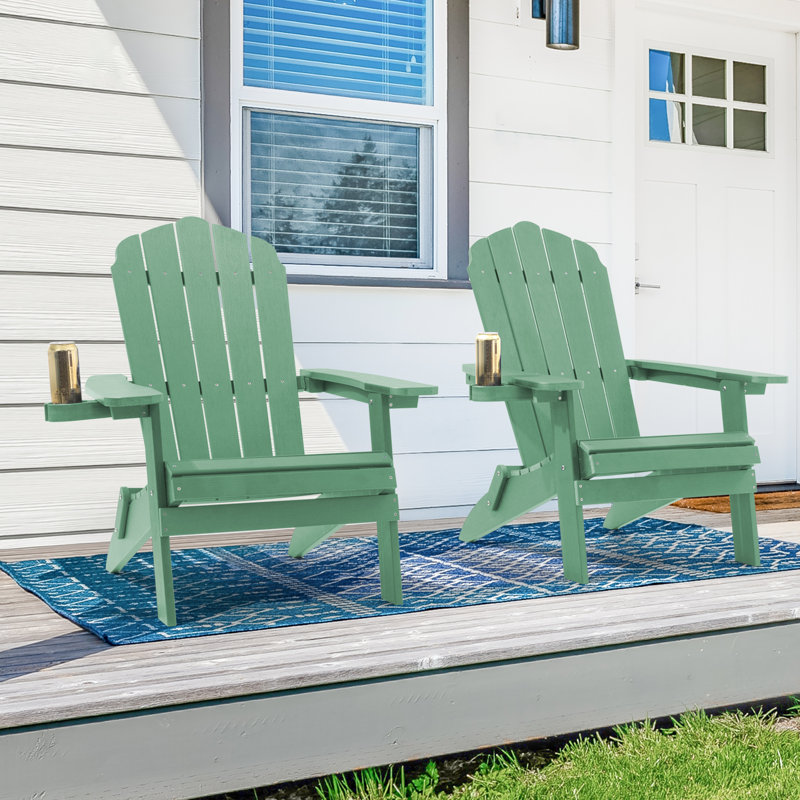 Chaise Adirondack pliante en plastique Shubhika, Vert foncé
