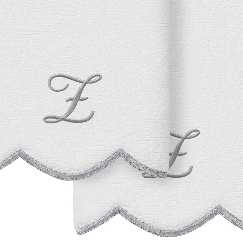 Ensemble de serviettes Linum Home Textiles 100% coton turc ADORNIA, Z, Blanc / Gris, Ensemble de 2 serviettes à doigts