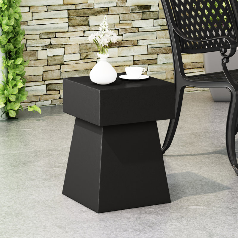 Table d'appoint en béton léger, noir, sans assemblage requis, forme piédestal, moderne - l 14,1 po x H 18,98 po, contemporain, forme d'oxyde de magnésium, largeur 14,1 po, hauteur 18,98 po,