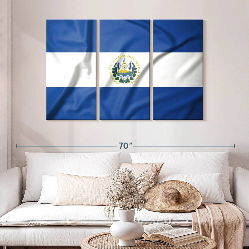 Borges El Salvador Silk Flag, 32" H x 50" W
