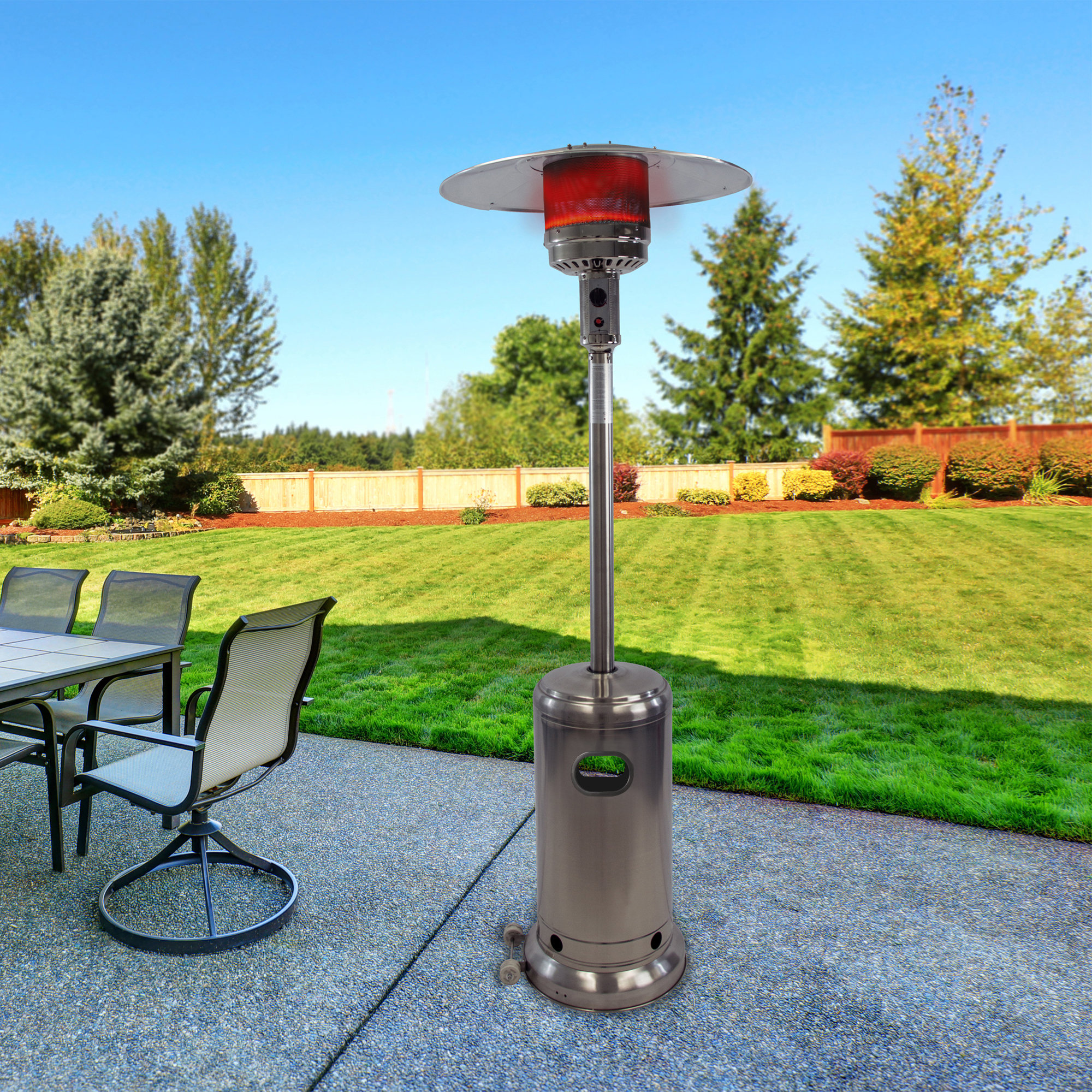 Dyna-Glo 41000 BTU Stainless Steel Propane Standing Patio Heater u0026 Reviews  | Wayfair