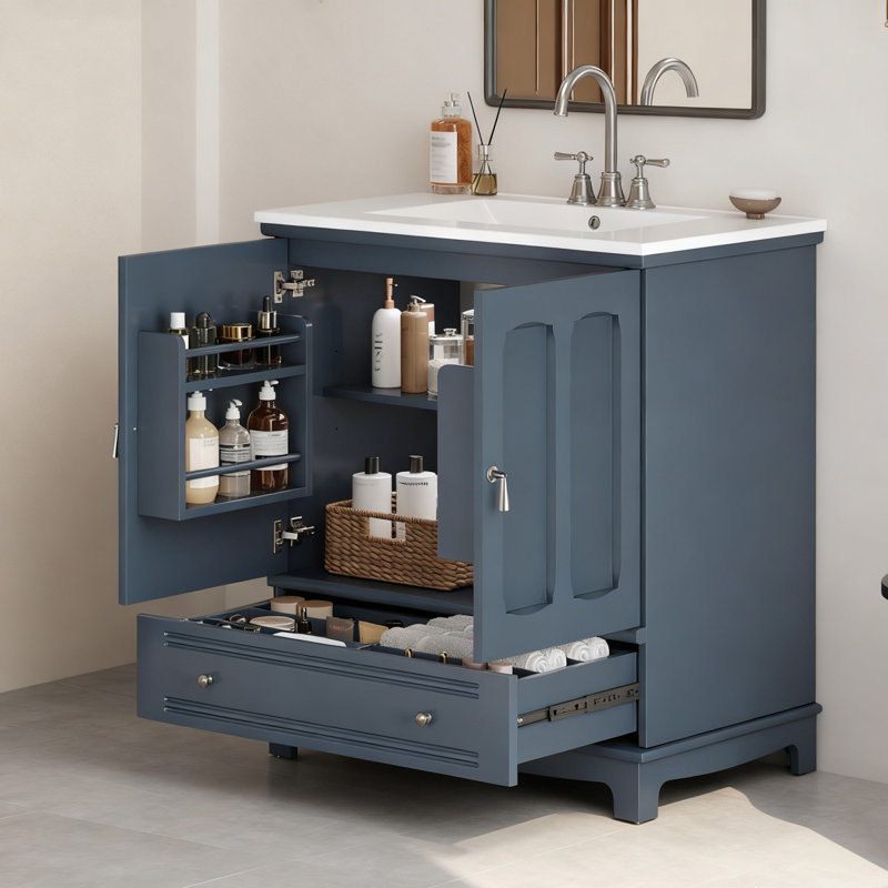 Meuble-lavabo 30 po avec lavabo intégré, Marine