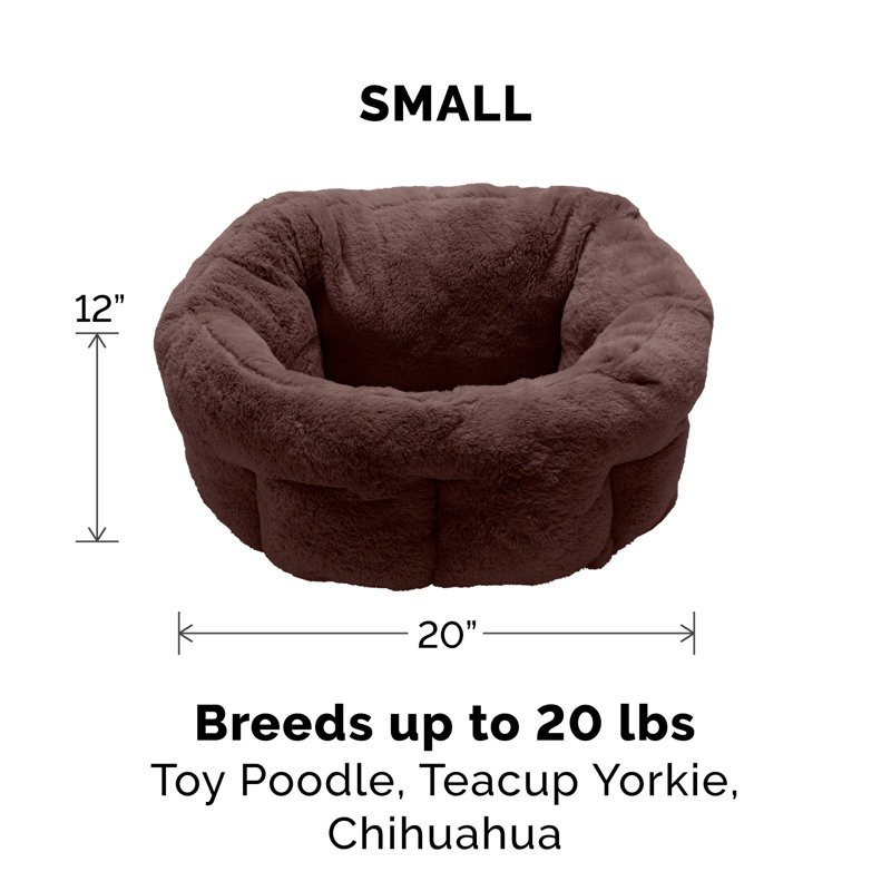 Small Sable Brown Faux Fur Cuddler Pet Bed