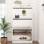 Armoire à chaussures à 3 niveaux avec miroir, étagère en bois mince pour la maison et l'appartement, blanc mat, armoire de rangement à tiroirs peu encombrante avec miroir, maison, blanc, escamotable