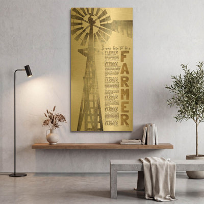 'Born to be a Farmer' By Marla Rae Gold Metal Wall Art, 24" x 48"