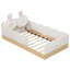 Lit plateforme simple tapissier avec coussins pour animaux, sacs de rangement et garde-corps, aucun sommier nécessaire, beige-1758231787
